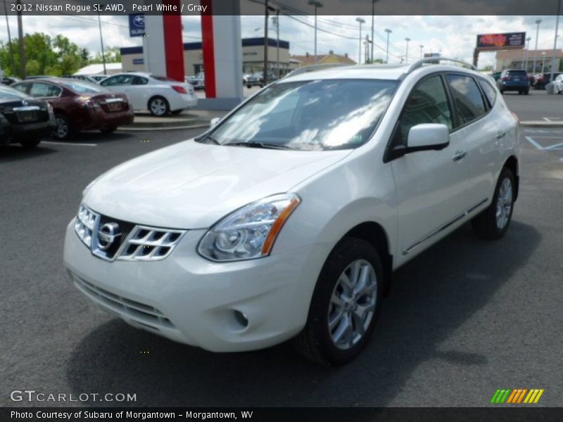 Pearl White / Gray 2012 Nissan Rogue SL AWD