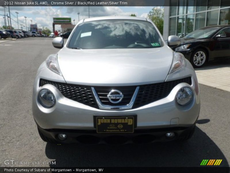 Chrome Silver / Black/Red Leather/Silver Trim 2012 Nissan Juke SL AWD