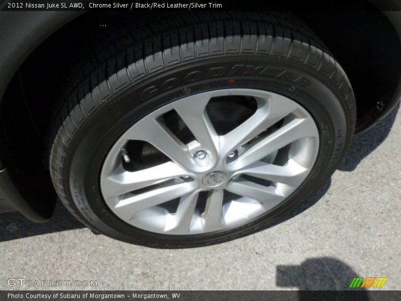 Chrome Silver / Black/Red Leather/Silver Trim 2012 Nissan Juke SL AWD