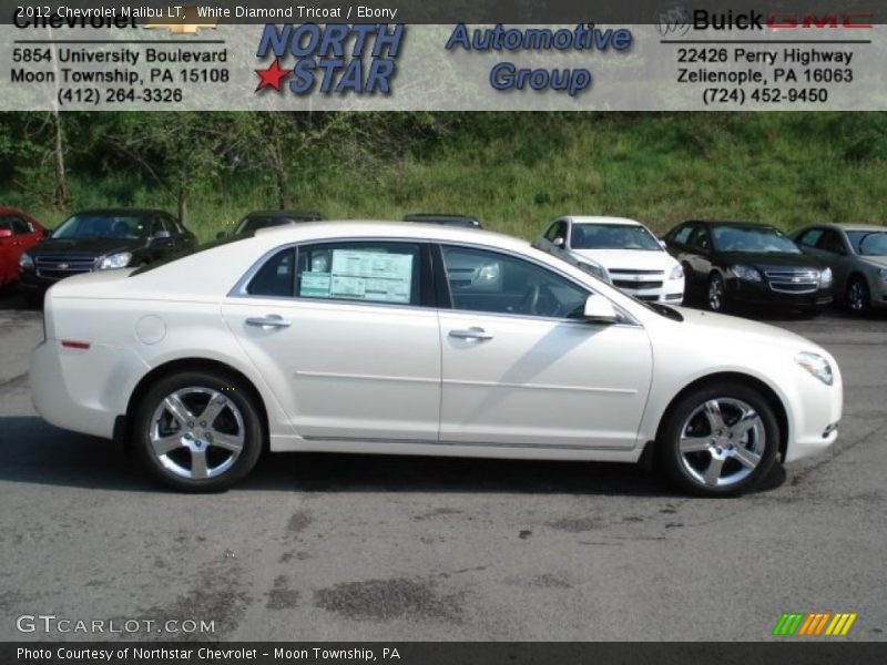 White Diamond Tricoat / Ebony 2012 Chevrolet Malibu LT