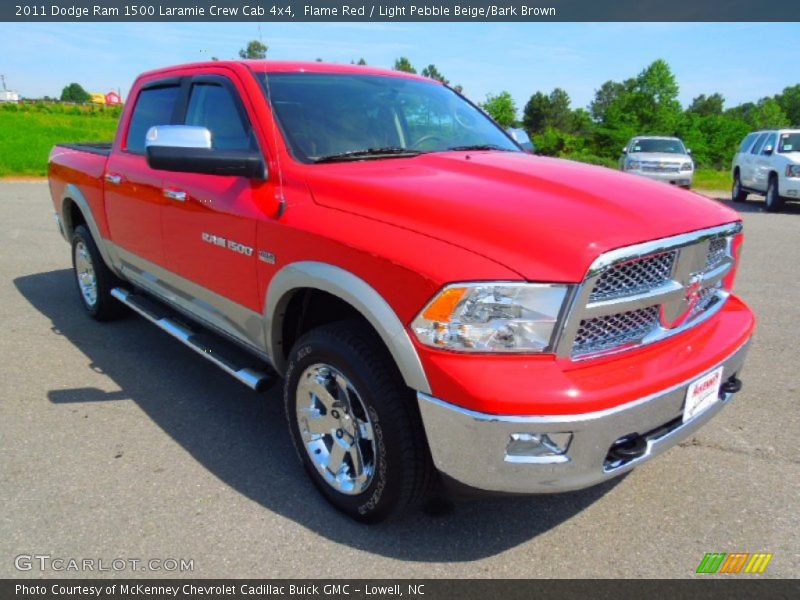 Flame Red / Light Pebble Beige/Bark Brown 2011 Dodge Ram 1500 Laramie Crew Cab 4x4
