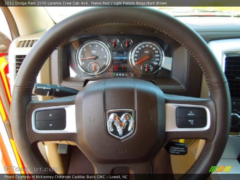 Flame Red / Light Pebble Beige/Bark Brown 2011 Dodge Ram 1500 Laramie Crew Cab 4x4