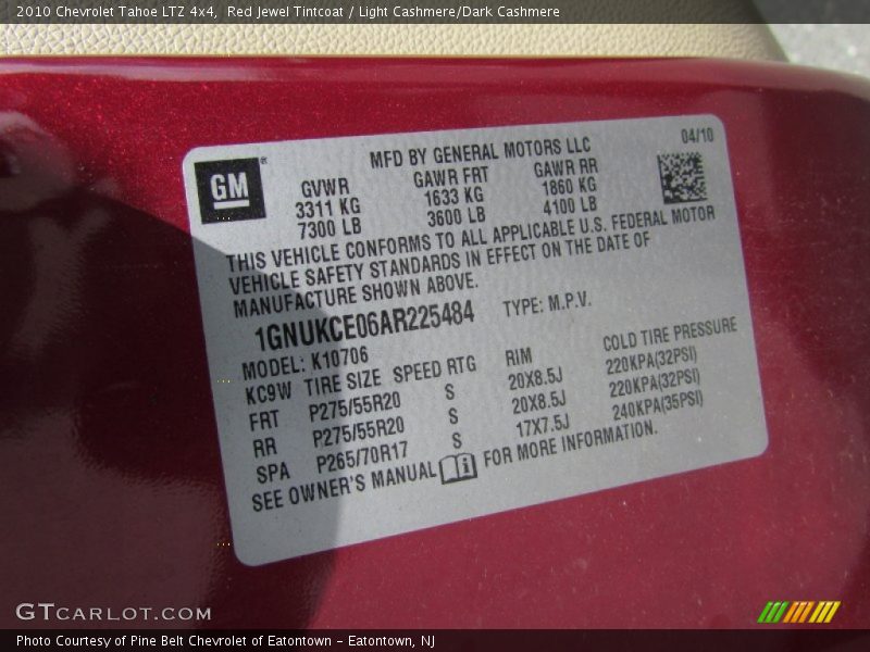 Red Jewel Tintcoat / Light Cashmere/Dark Cashmere 2010 Chevrolet Tahoe LTZ 4x4