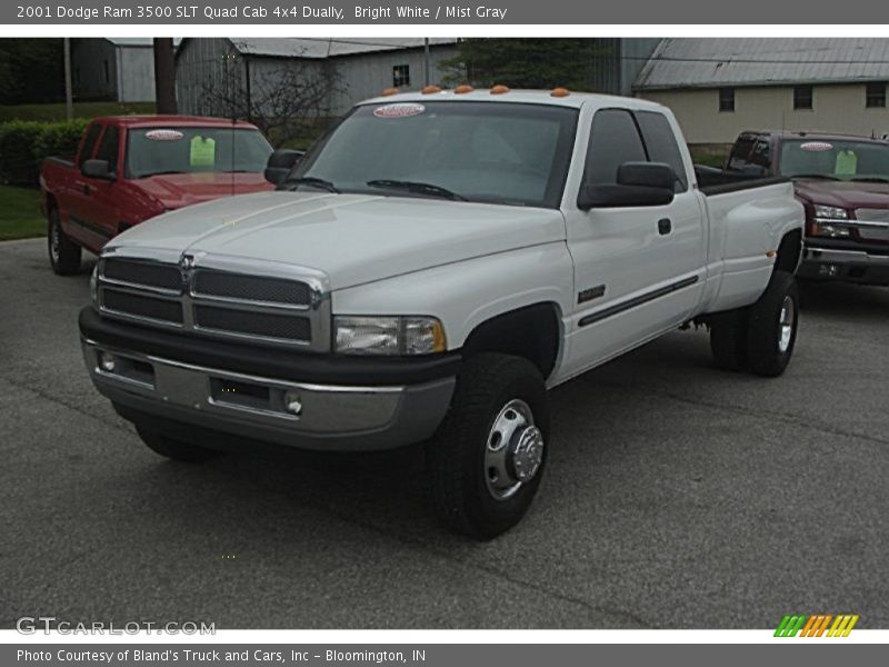 Bright White / Mist Gray 2001 Dodge Ram 3500 SLT Quad Cab 4x4 Dually