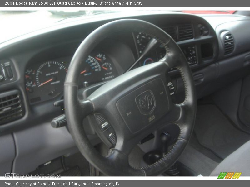 Bright White / Mist Gray 2001 Dodge Ram 3500 SLT Quad Cab 4x4 Dually