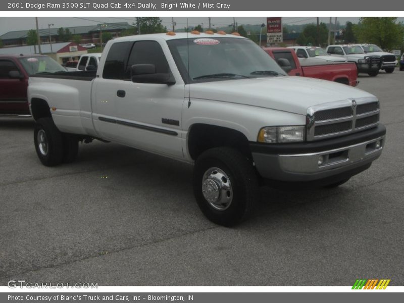 Bright White / Mist Gray 2001 Dodge Ram 3500 SLT Quad Cab 4x4 Dually