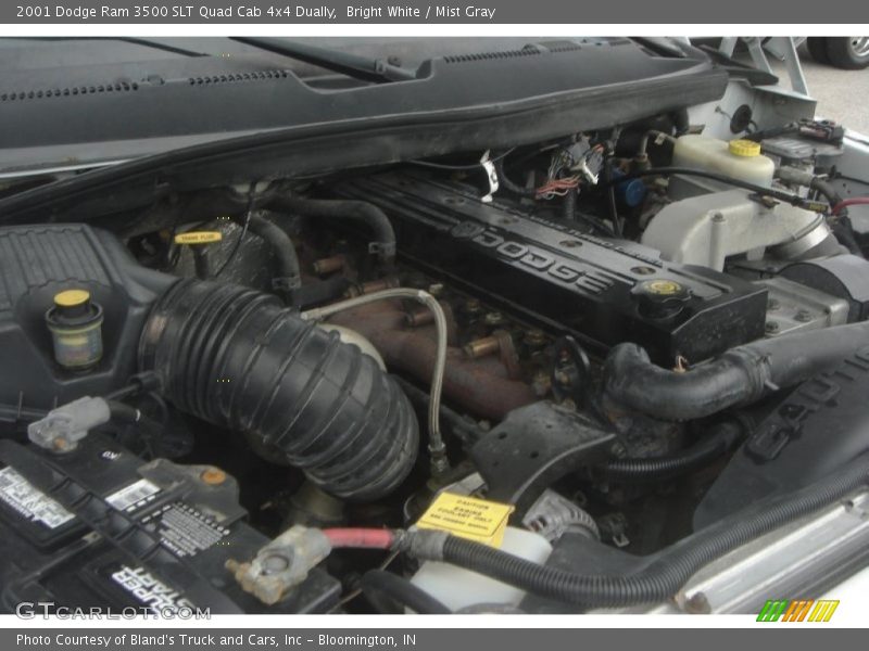 Bright White / Mist Gray 2001 Dodge Ram 3500 SLT Quad Cab 4x4 Dually