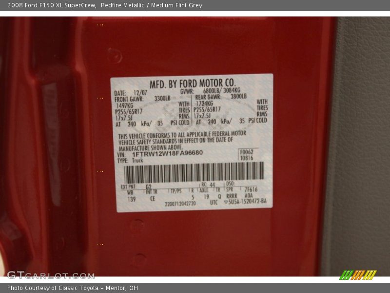 Redfire Metallic / Medium Flint Grey 2008 Ford F150 XL SuperCrew