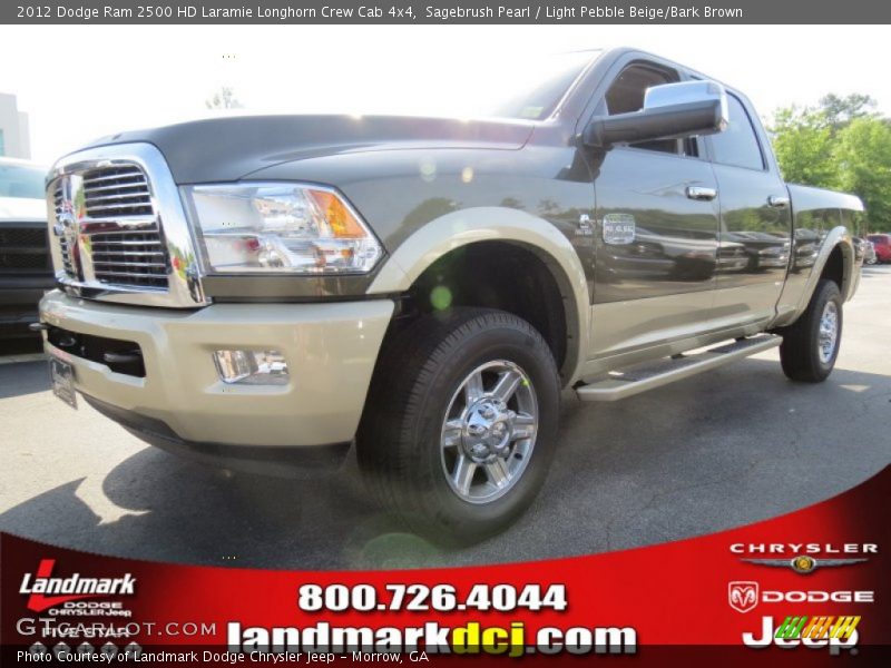 Sagebrush Pearl / Light Pebble Beige/Bark Brown 2012 Dodge Ram 2500 HD Laramie Longhorn Crew Cab 4x4
