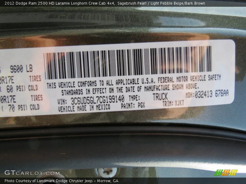 Sagebrush Pearl / Light Pebble Beige/Bark Brown 2012 Dodge Ram 2500 HD Laramie Longhorn Crew Cab 4x4