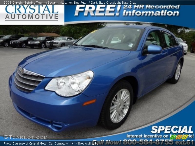 Marathon Blue Pearl / Dark Slate Gray/Light Slate Gray 2008 Chrysler Sebring Touring Sedan