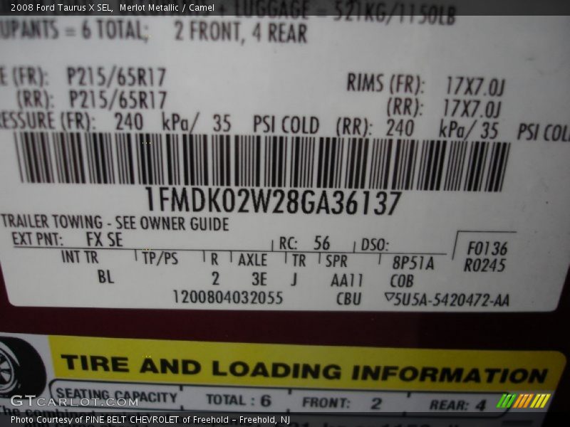 Merlot Metallic / Camel 2008 Ford Taurus X SEL