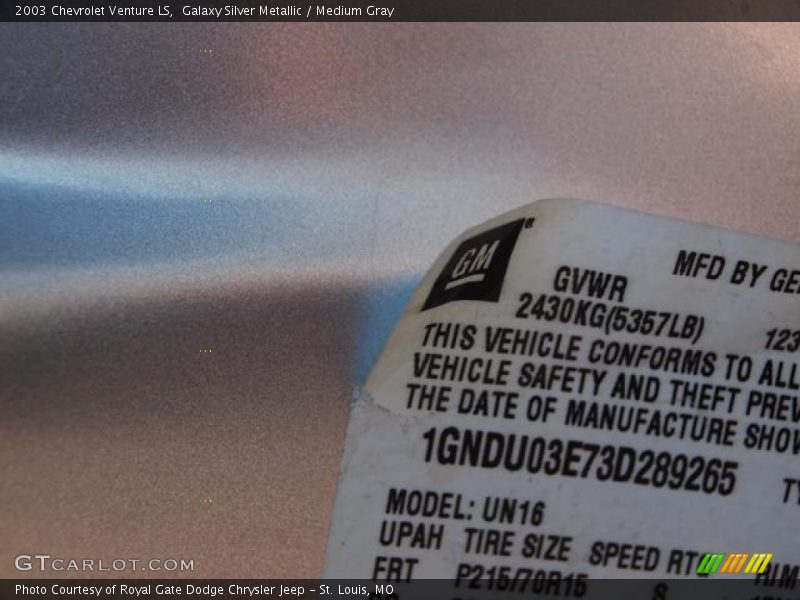 Galaxy Silver Metallic / Medium Gray 2003 Chevrolet Venture LS