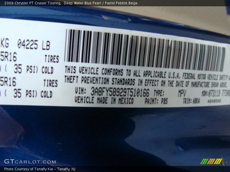 Deep Water Blue Pearl / Pastel Pebble Beige 2009 Chrysler PT Cruiser Touring