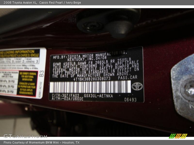 Cassis Red Pearl / Ivory Beige 2008 Toyota Avalon XL