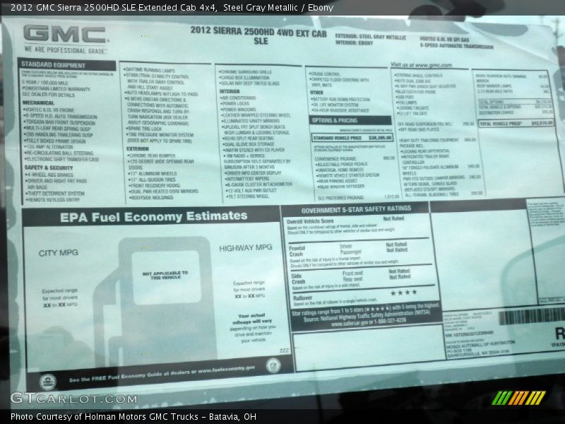 Steel Gray Metallic / Ebony 2012 GMC Sierra 2500HD SLE Extended Cab 4x4