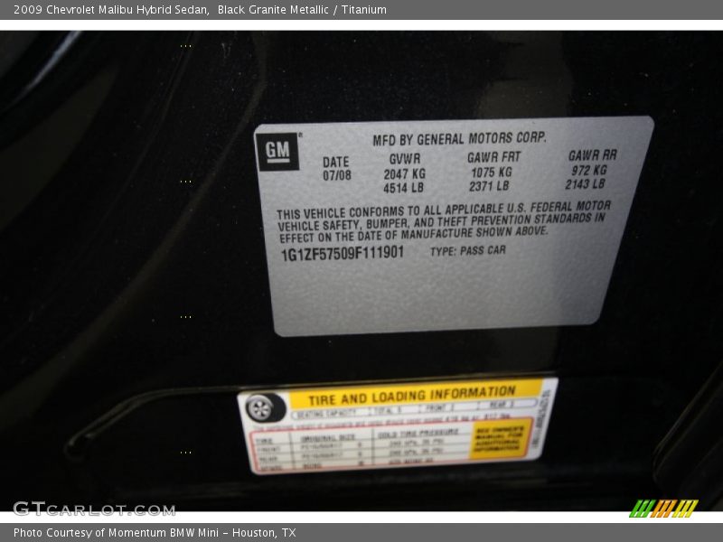 Black Granite Metallic / Titanium 2009 Chevrolet Malibu Hybrid Sedan
