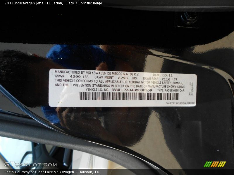 Black / Cornsilk Beige 2011 Volkswagen Jetta TDI Sedan