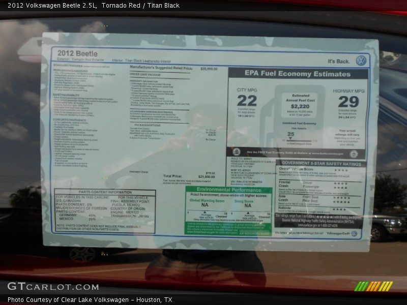 Tornado Red / Titan Black 2012 Volkswagen Beetle 2.5L