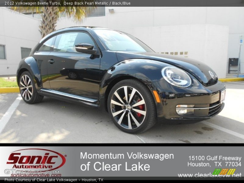 Deep Black Pearl Metallic / Black/Blue 2012 Volkswagen Beetle Turbo