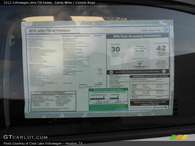 Candy White / Cornsilk Beige 2012 Volkswagen Jetta TDI Sedan