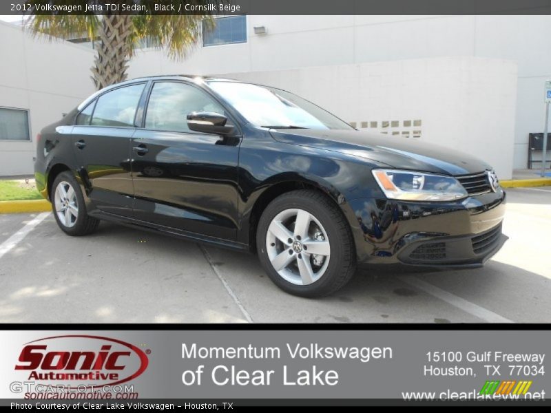 Black / Cornsilk Beige 2012 Volkswagen Jetta TDI Sedan