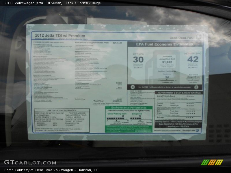 Black / Cornsilk Beige 2012 Volkswagen Jetta TDI Sedan