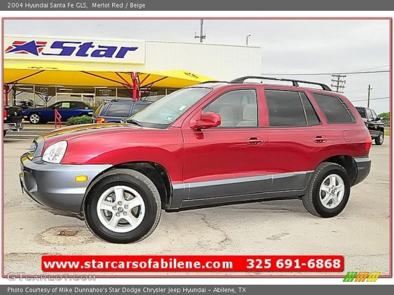 Merlot Red / Beige 2004 Hyundai Santa Fe GLS