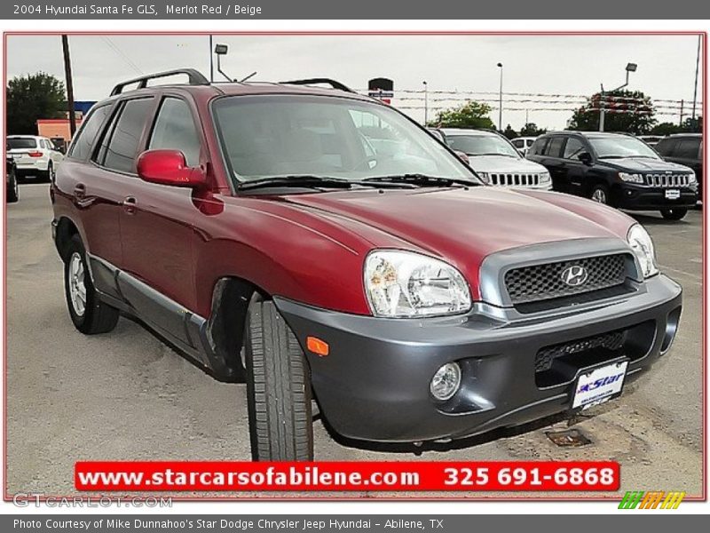 Merlot Red / Beige 2004 Hyundai Santa Fe GLS