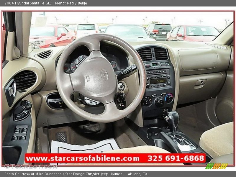 Merlot Red / Beige 2004 Hyundai Santa Fe GLS