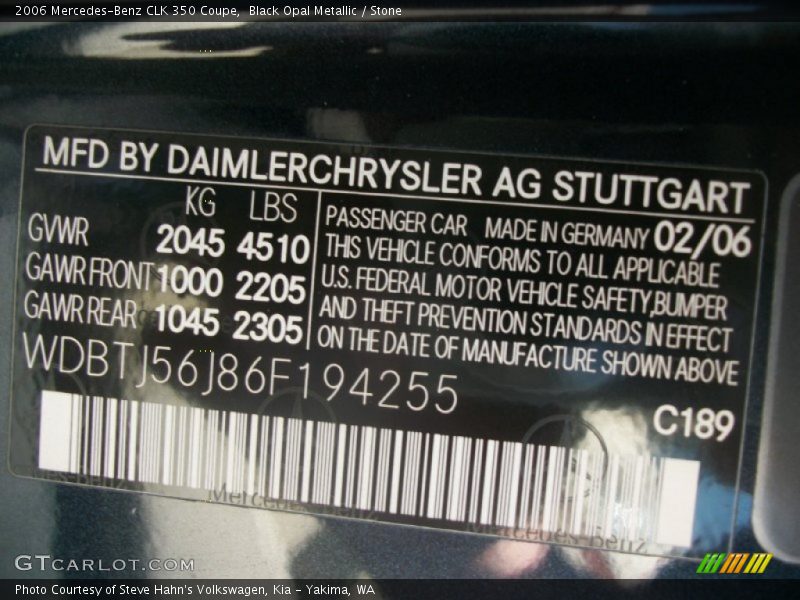 189 - 2006 Mercedes-Benz CLK 350 Coupe