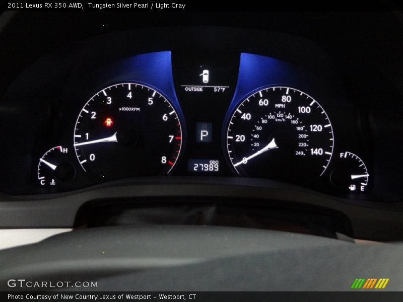 Tungsten Silver Pearl / Light Gray 2011 Lexus RX 350 AWD