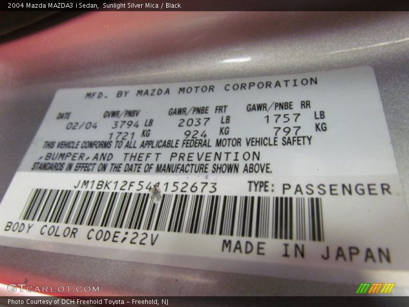 Sunlight Silver Mica / Black 2004 Mazda MAZDA3 i Sedan