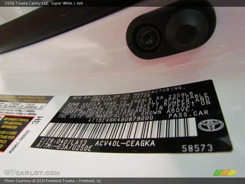 Super White / Ash 2009 Toyota Camry XLE