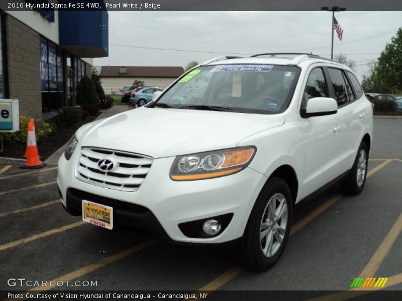 Pearl White / Beige 2010 Hyundai Santa Fe SE 4WD