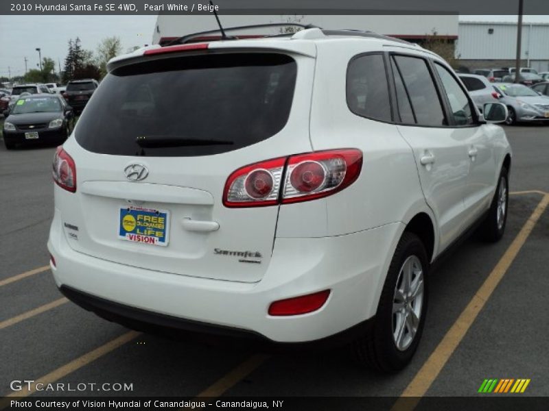 Pearl White / Beige 2010 Hyundai Santa Fe SE 4WD