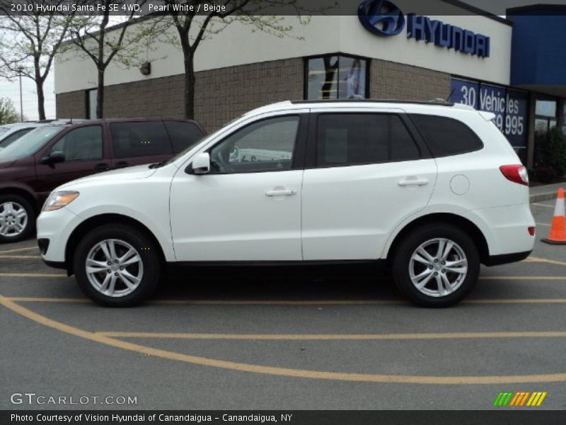 Pearl White / Beige 2010 Hyundai Santa Fe SE 4WD
