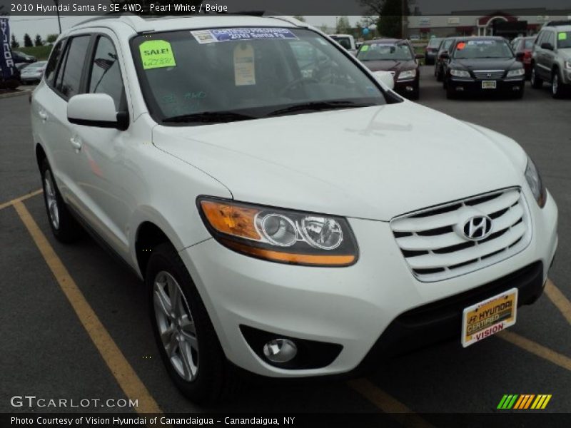 Pearl White / Beige 2010 Hyundai Santa Fe SE 4WD