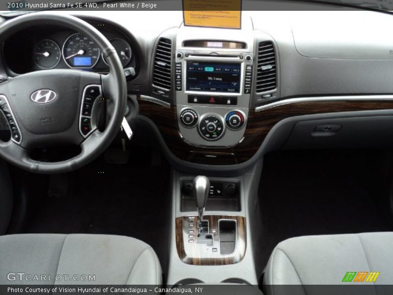 Pearl White / Beige 2010 Hyundai Santa Fe SE 4WD