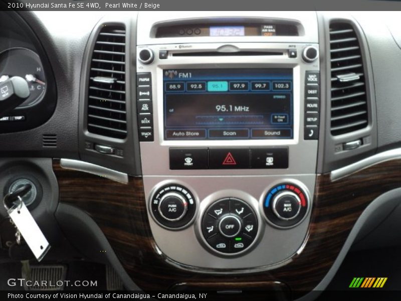 Pearl White / Beige 2010 Hyundai Santa Fe SE 4WD