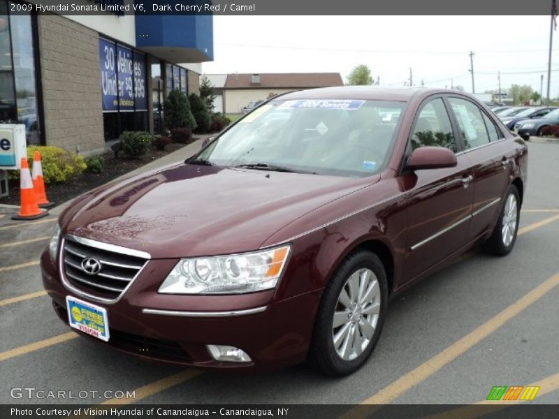 Dark Cherry Red / Camel 2009 Hyundai Sonata Limited V6