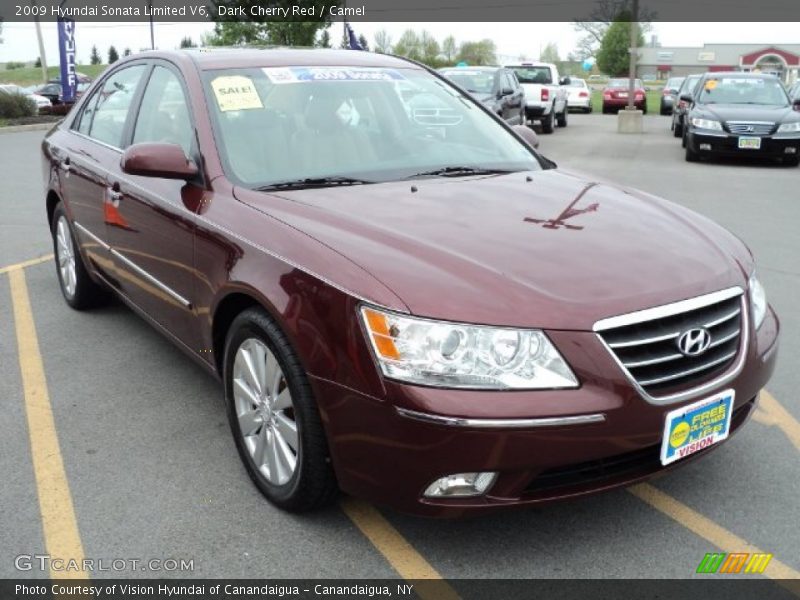 Dark Cherry Red / Camel 2009 Hyundai Sonata Limited V6