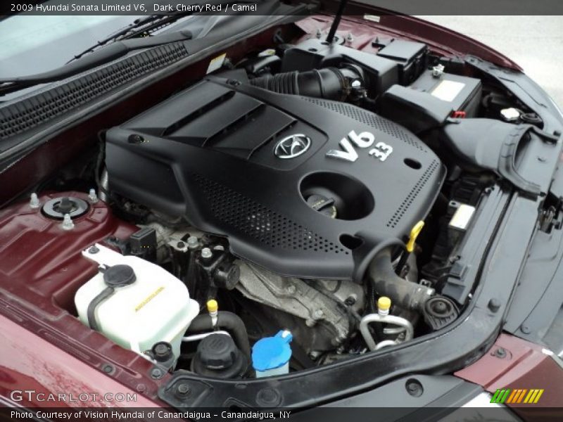 Dark Cherry Red / Camel 2009 Hyundai Sonata Limited V6