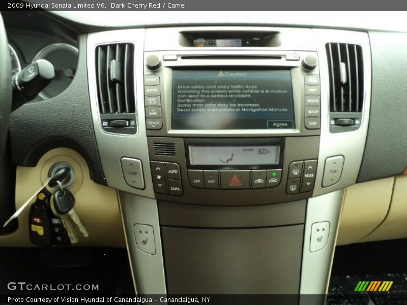 Dark Cherry Red / Camel 2009 Hyundai Sonata Limited V6