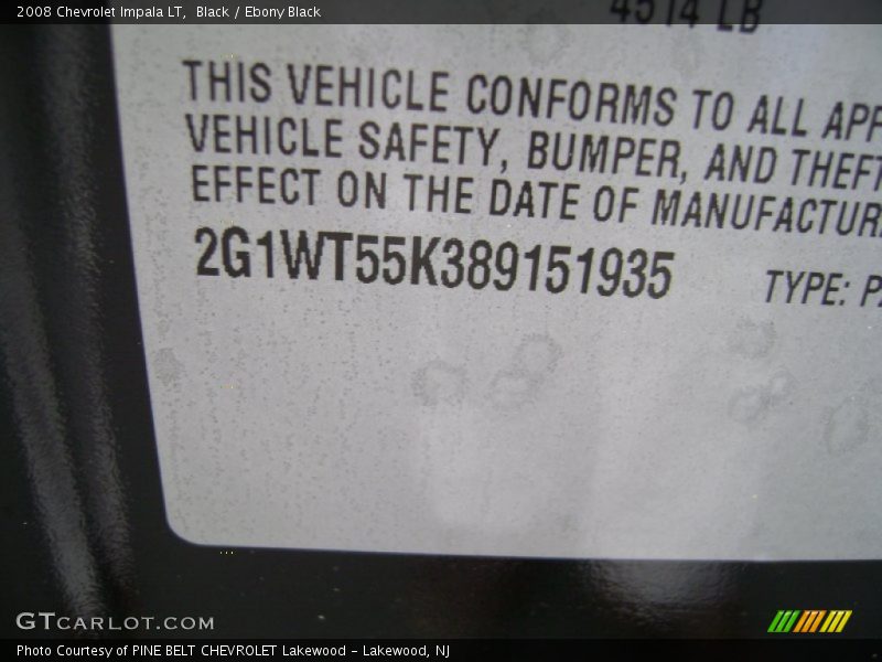 Black / Ebony Black 2008 Chevrolet Impala LT