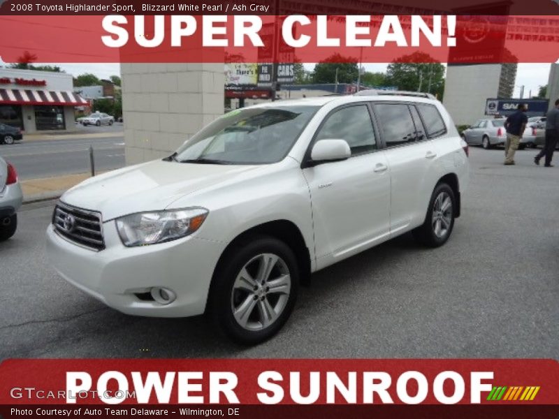 Blizzard White Pearl / Ash Gray 2008 Toyota Highlander Sport