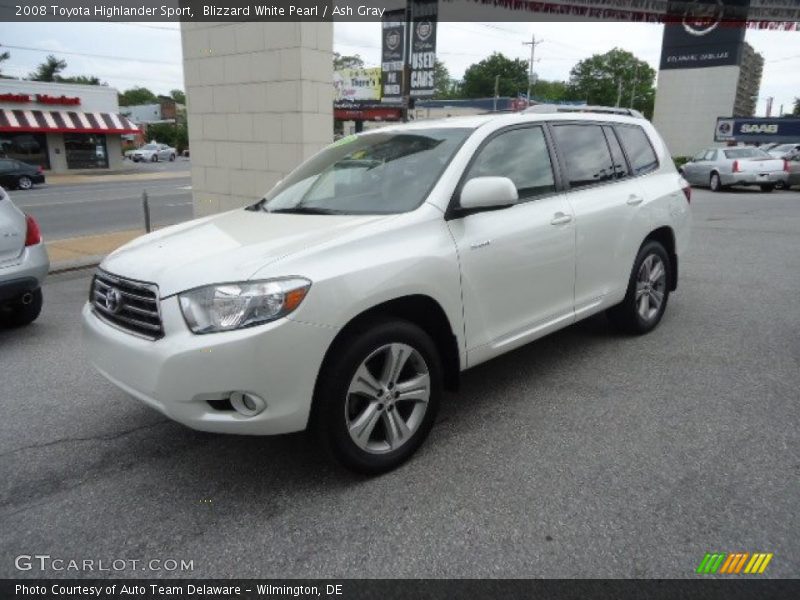 Blizzard White Pearl / Ash Gray 2008 Toyota Highlander Sport