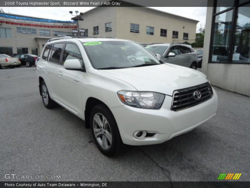 Blizzard White Pearl / Ash Gray 2008 Toyota Highlander Sport