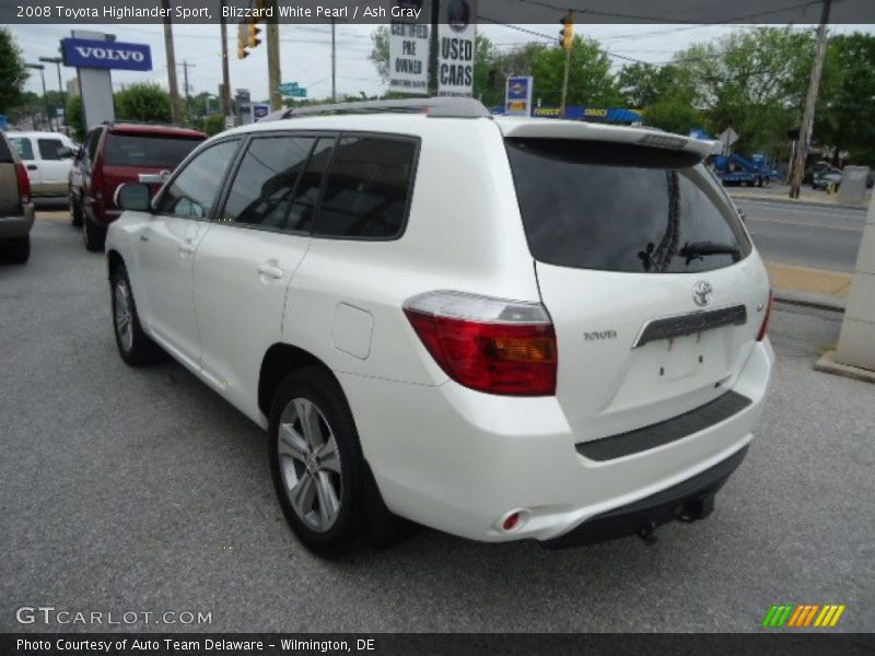 Blizzard White Pearl / Ash Gray 2008 Toyota Highlander Sport