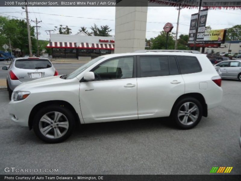 Blizzard White Pearl / Ash Gray 2008 Toyota Highlander Sport